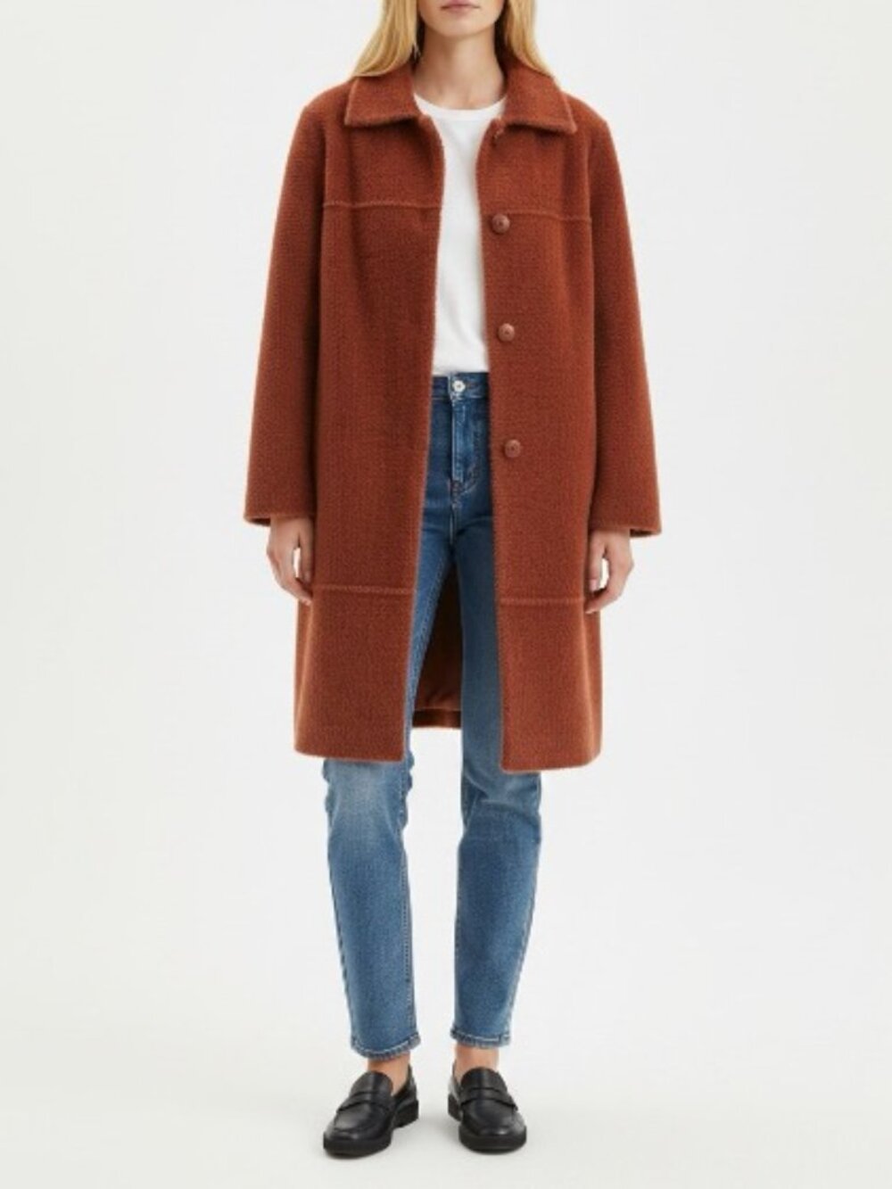 Cyrus Rust Brown Eyelash Knit Sweater Coatigan Coat Size M Cozy Elevated Basic